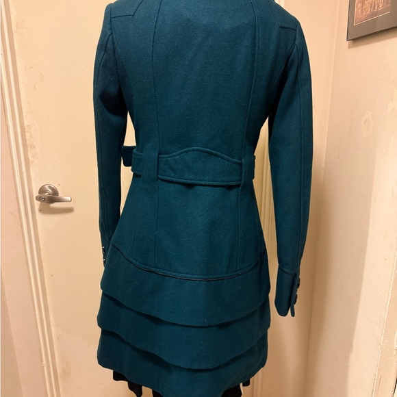 Cozy Luxe Teal Wool Coat | Fit & Flare Belted Mid-Length Jacket - Picture 2 of 11